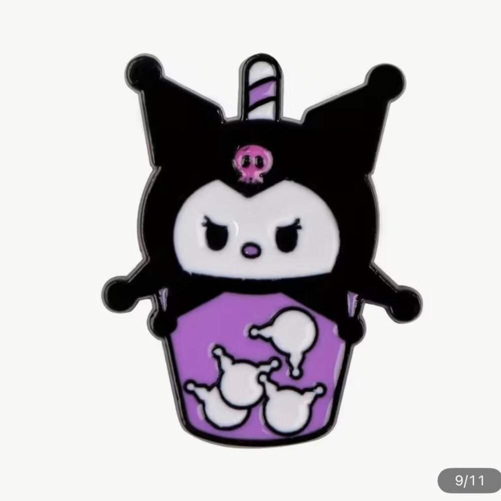 NEW - Pin SET, Boba, Hello Kitty Kuromi Cinnamoroll Pompompurin Melody 6PCS - Picture 5 of 9
